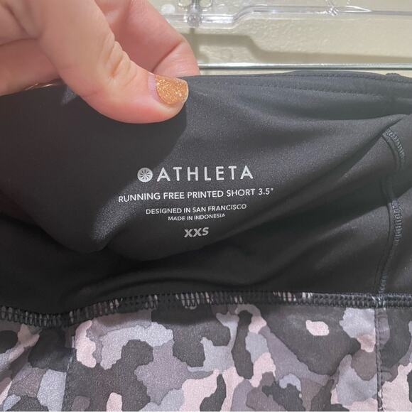 Athleta Running Free Printed Short 3.5” Mid Rise Pockets Black Gray Size XXS - Picture 9 of 10